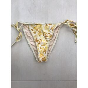 Peony String Bikini Bottom Lace Trim Multicolor Floral Citrus Swimwear